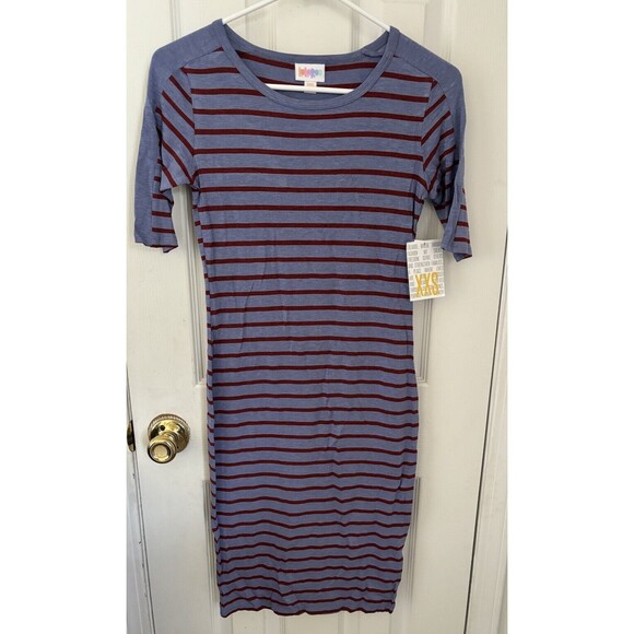 LuLaRoe Womens Dress Size XXS Julia Multi-Color Striped Dress - Picture 1 of 4